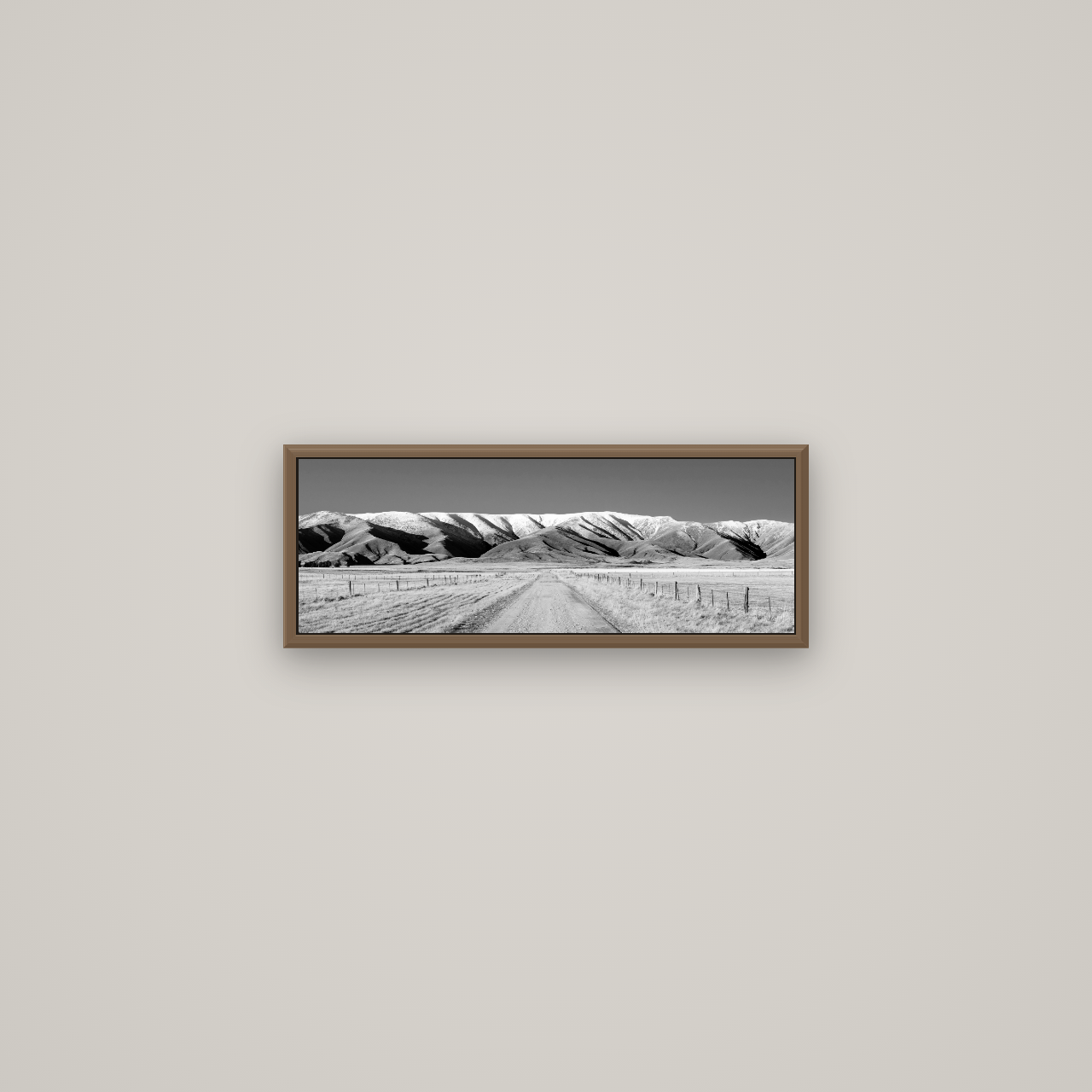 The Road to Hawkdun Heights, Basel Walnut, 57×20 cm. New Zealand fine art wall art by Stephen Milner.