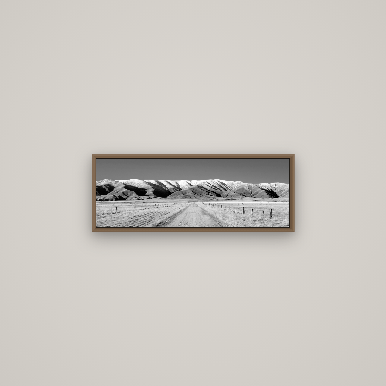 The Road to Hawkdun Heights, Basel Walnut, 68×24 cm. New Zealand fine art wall art by Stephen Milner.