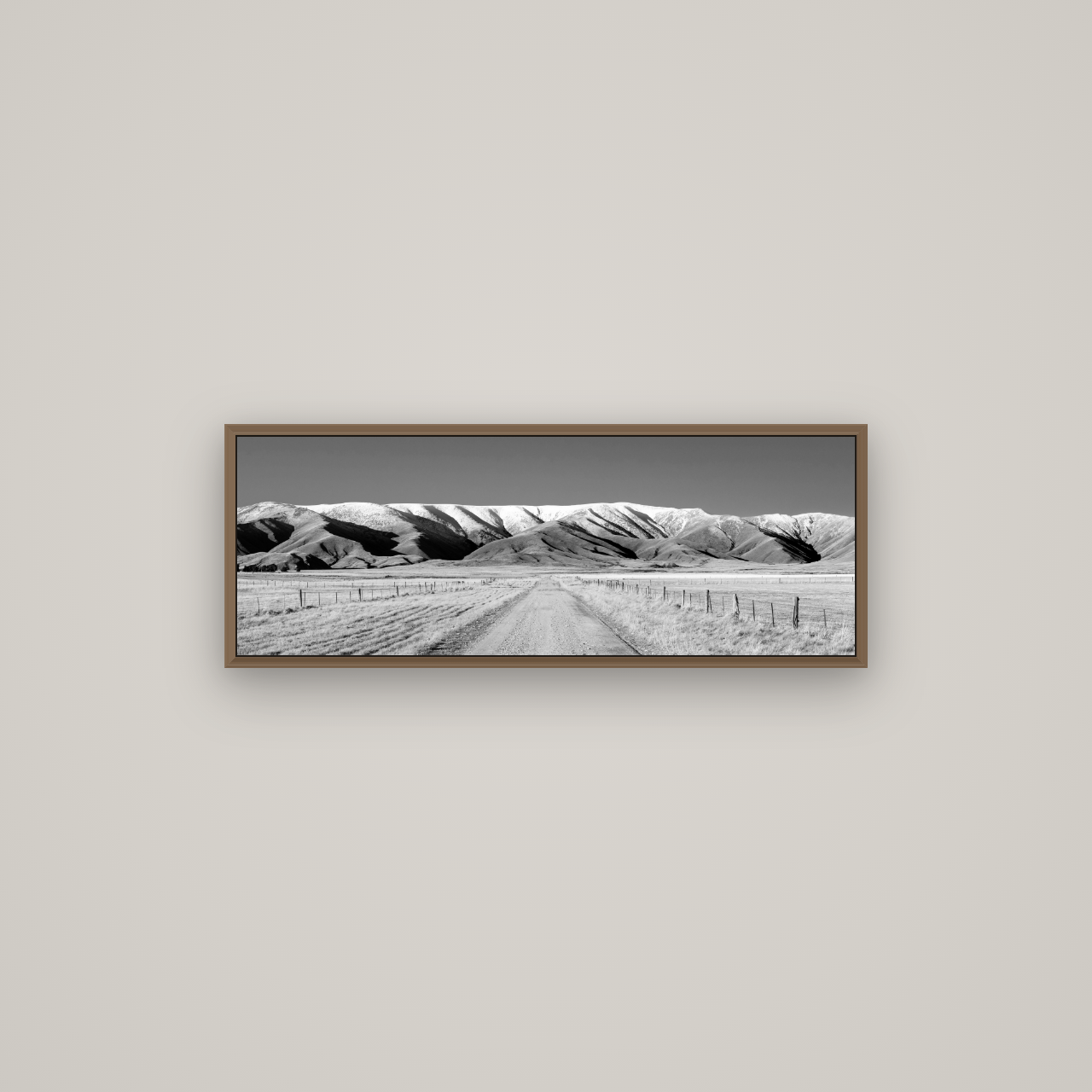 The Road to Hawkdun Heights, Basel Walnut, 85×30 cm. New Zealand fine art wall art by Stephen Milner.