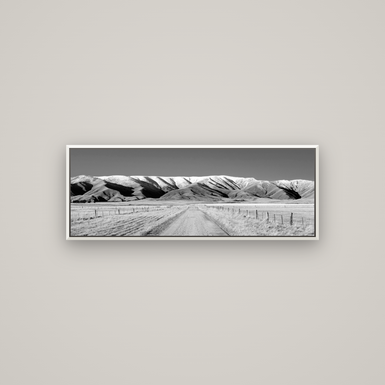 The Road to Hawkdun Heights — Basel White, 113×40 cm. New Zealand fine art wall art by Stephen Milner.