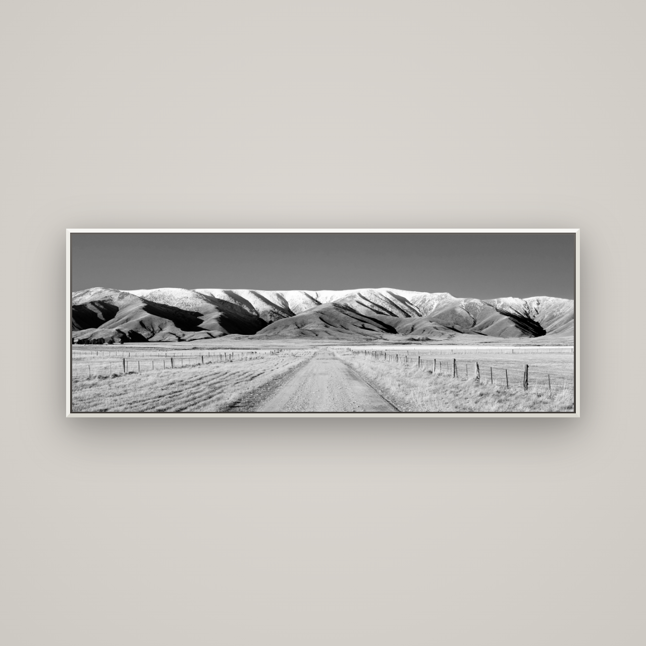 The Road to Hawkdun Heights — Basel White, 170×60 cm. New Zealand fine art wall art by Stephen Milner.