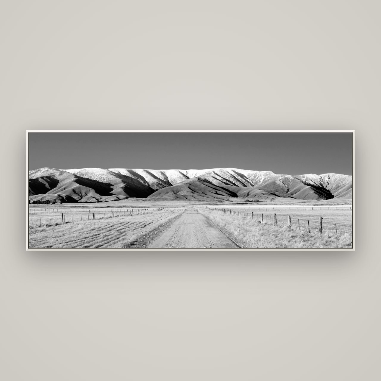 The Road to Hawkdun Heights — Basel White, 198×70 cm. New Zealand fine art wall art by Stephen Milner.
