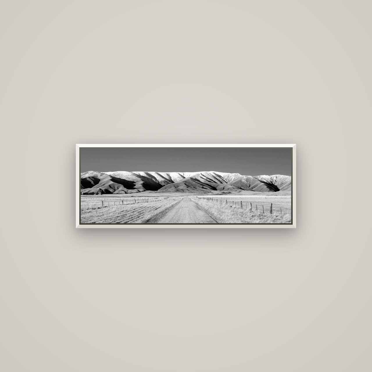 The Road to Hawkdun Heights — Basel White, 85×30 cm. New Zealand fine art wall art by Stephen Milner.