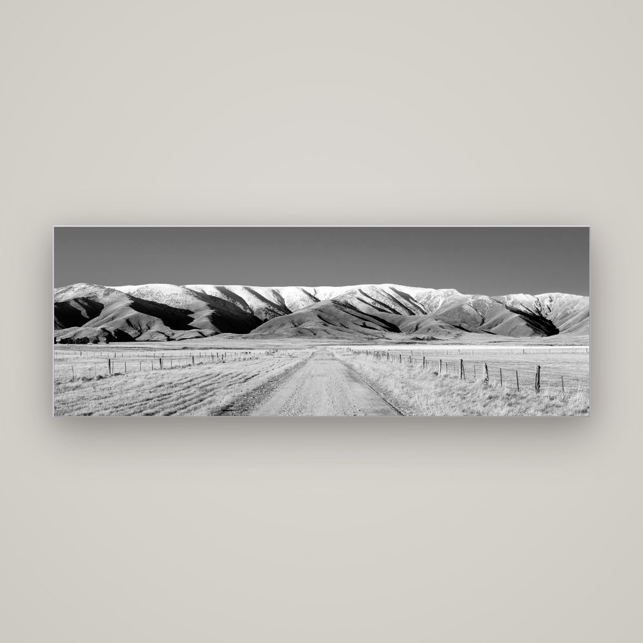 The Road to Hawkdun Heights — Slimline Silver, 170×60 cm. New Zealand fine art wall art by Stephen Milner.