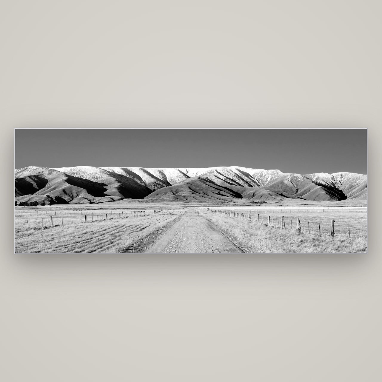 The Road to Hawkdun Heights — Slimline Silver, 198×70 cm. New Zealand fine art wall art by Stephen Milner.