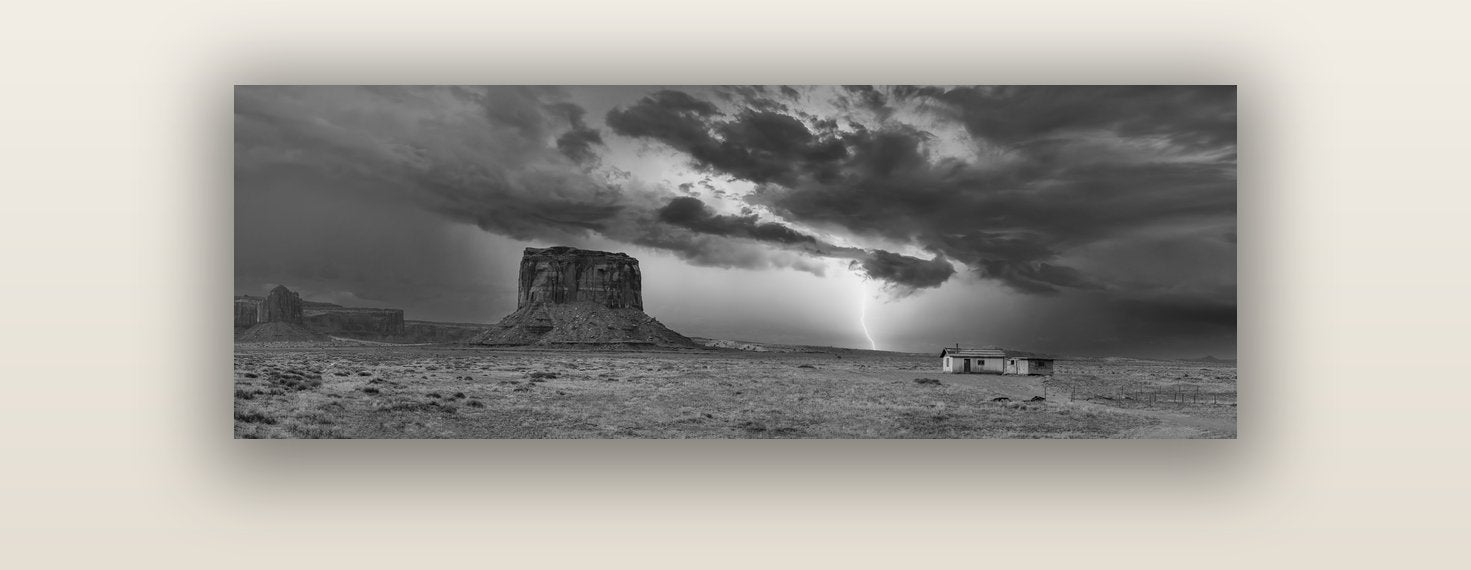 Thunderstrike, Navajo's Monument Storm — acrylic glass print, 122 × 41 cm. New Zealand fine art landscape wall art by Stephen Milner.