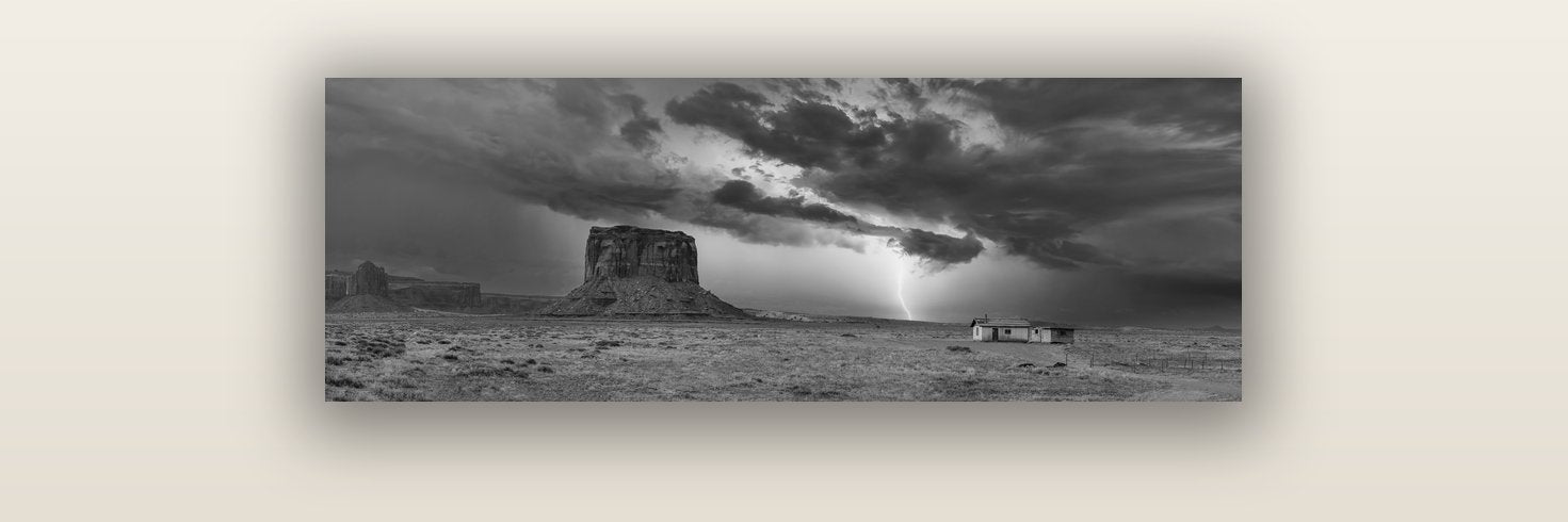 Thunderstrike, Navajo's Monument Storm — acrylic glass print, 91 × 30 cm. New Zealand fine art landscape wall art by Stephen Milner.