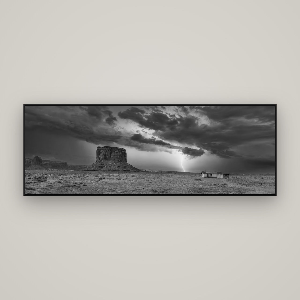 Thunderstrike, Navajo's Monument Storm — ArtBox Black, 170×60 cm. New Zealand fine art wall art by Stephen Milner.