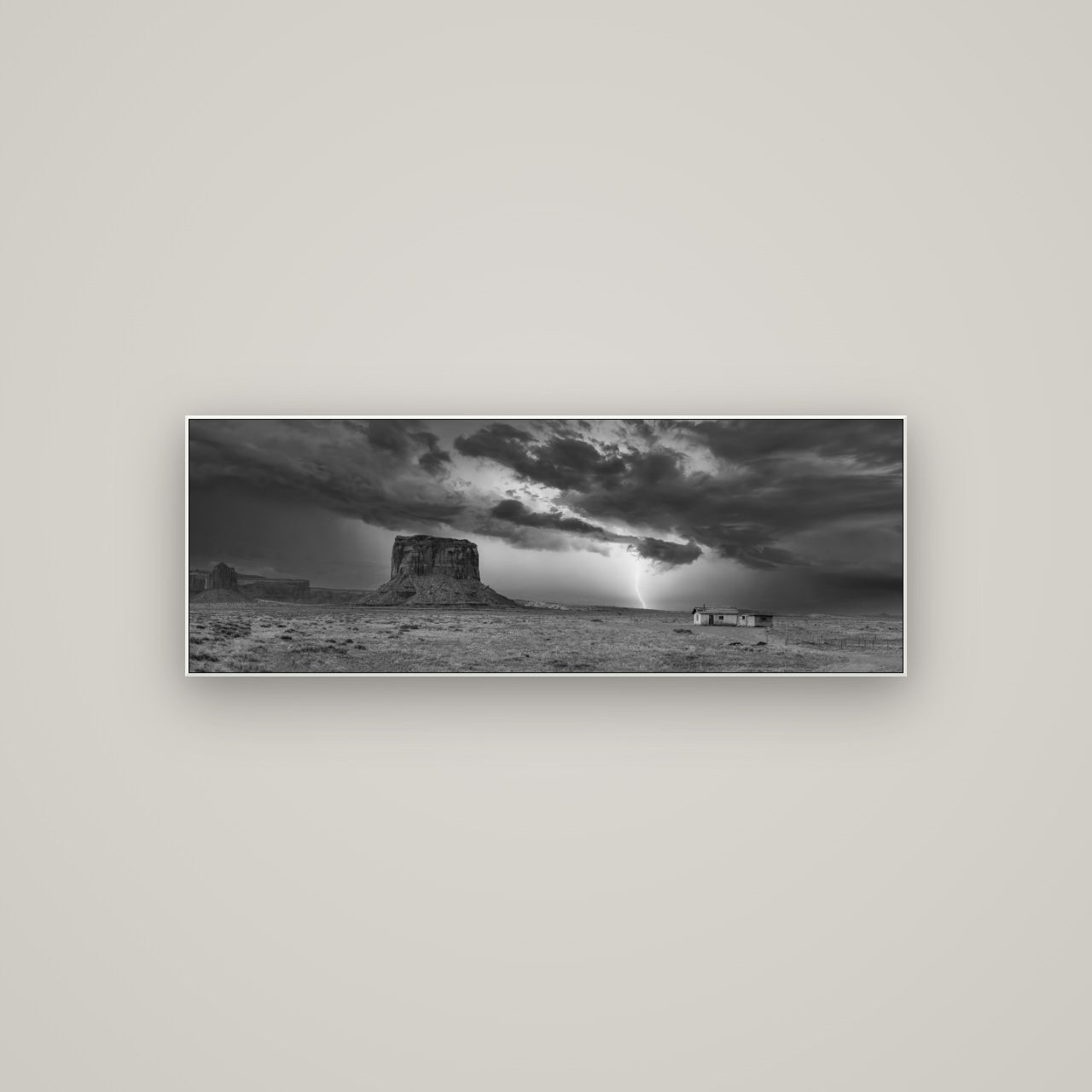 Thunderstrike, Navajo's Monument Storm — ArtBox White, 113×40 cm. New Zealand fine art wall art by Stephen Milner.