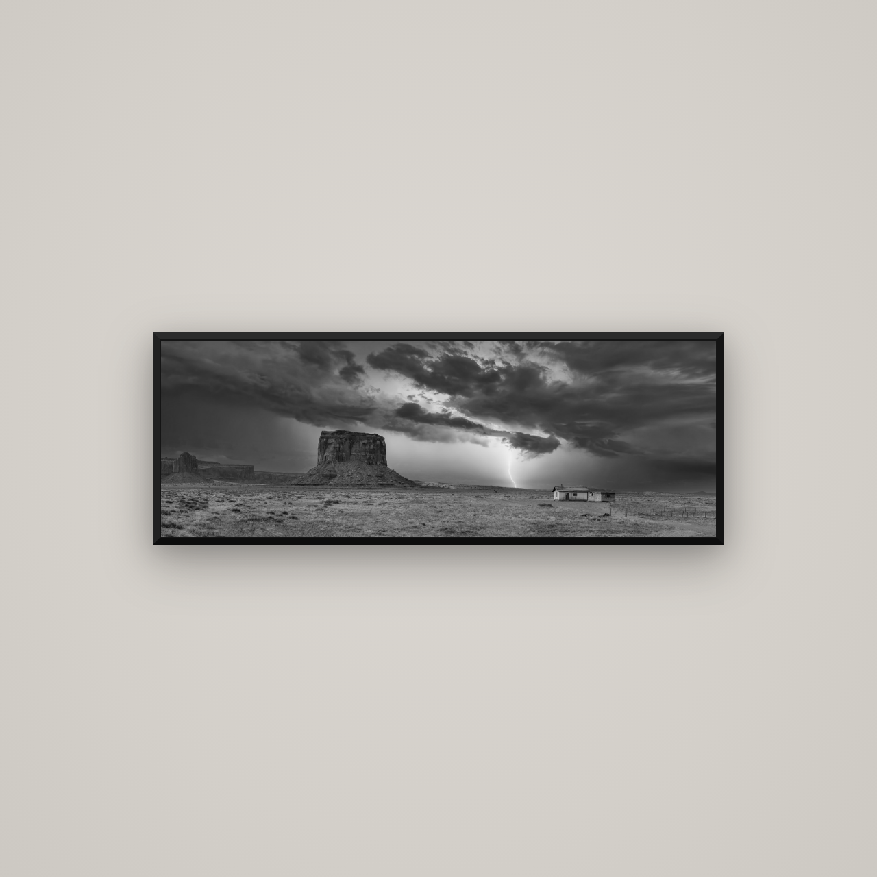Thunderstrike, Navajo's Monument Storm — Basel Black Matte, 113×40 cm. New Zealand fine art wall art by Stephen Milner.
