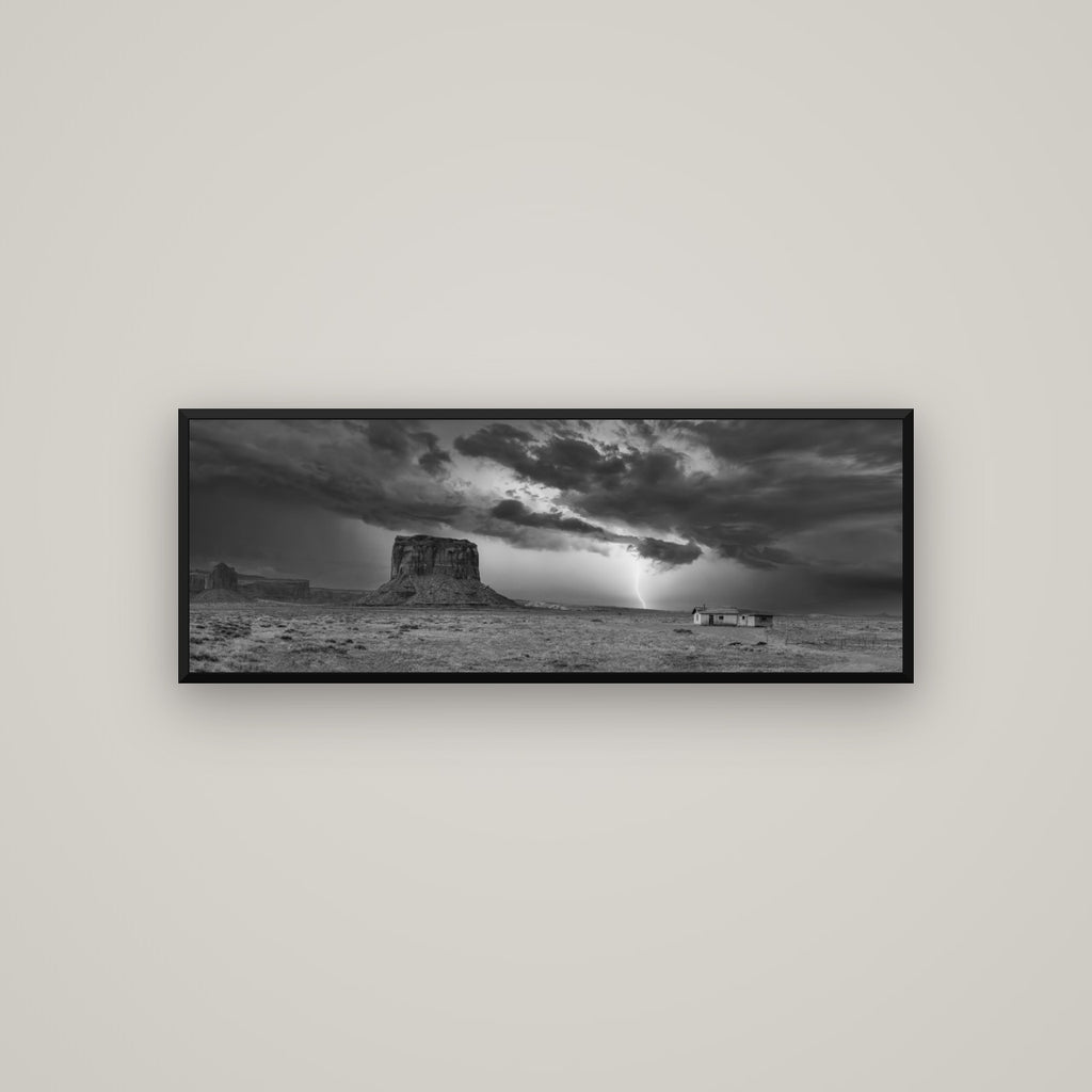 Thunderstrike, Navajo's Monument Storm — Basel Black Matte, 113×40 cm. New Zealand fine art wall art by Stephen Milner.