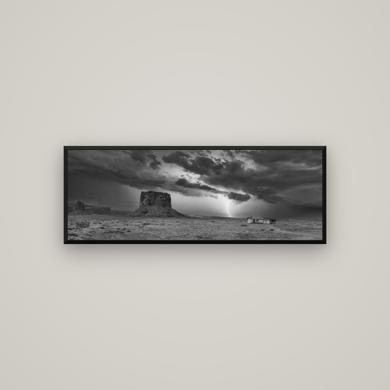 Thunderstrike, Navajo's Monument Storm — Basel Black, 113×40 cm. New Zealand fine art wall art by Stephen Milner.