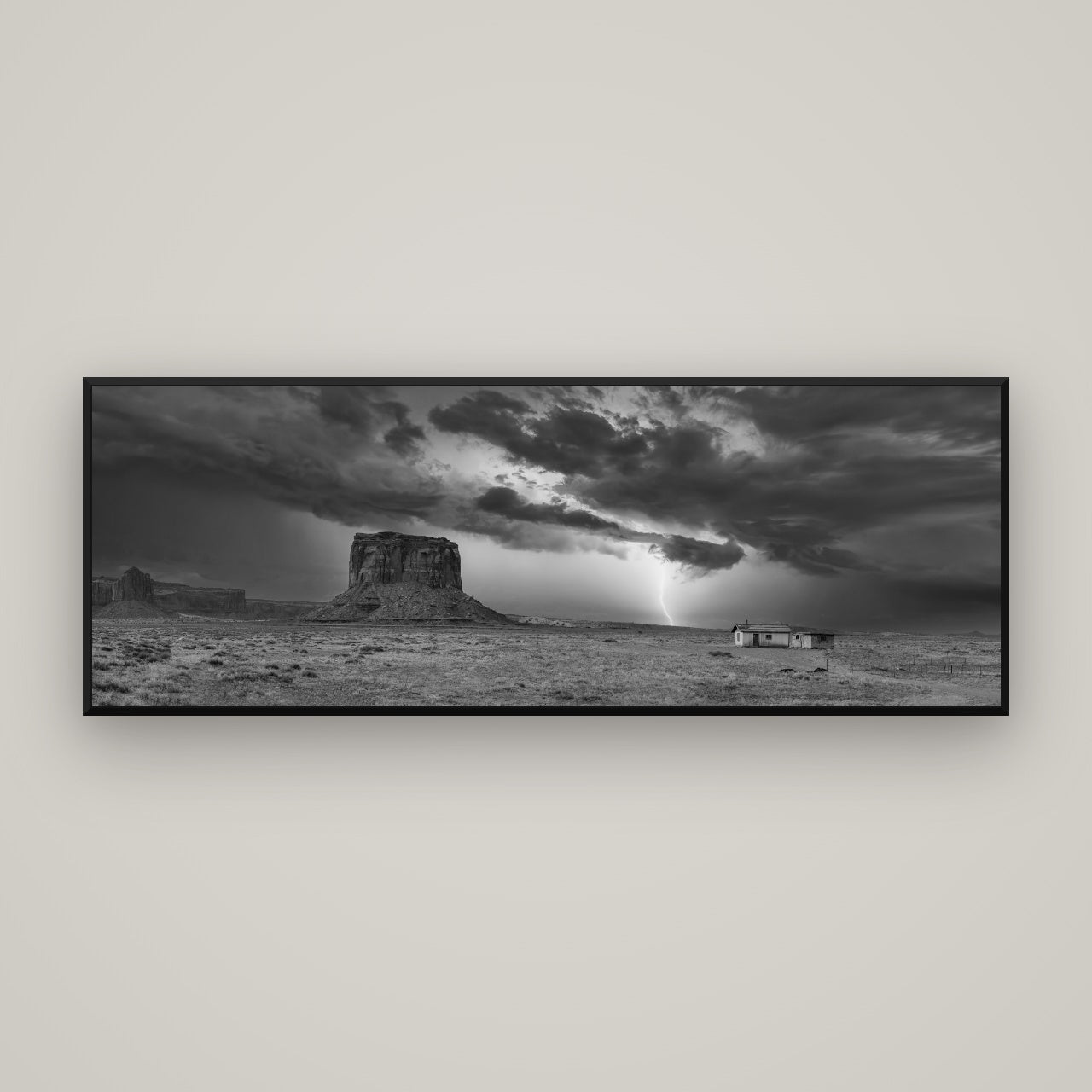 Thunderstrike, Navajo's Monument Storm — Basel Black, 170×60 cm. New Zealand fine art wall art by Stephen Milner.