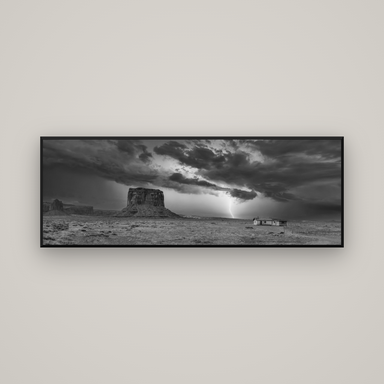 Thunderstrike, Navajo's Monument Storm — Basel Black Matte, 170×60 cm. New Zealand fine art wall art by Stephen Milner.