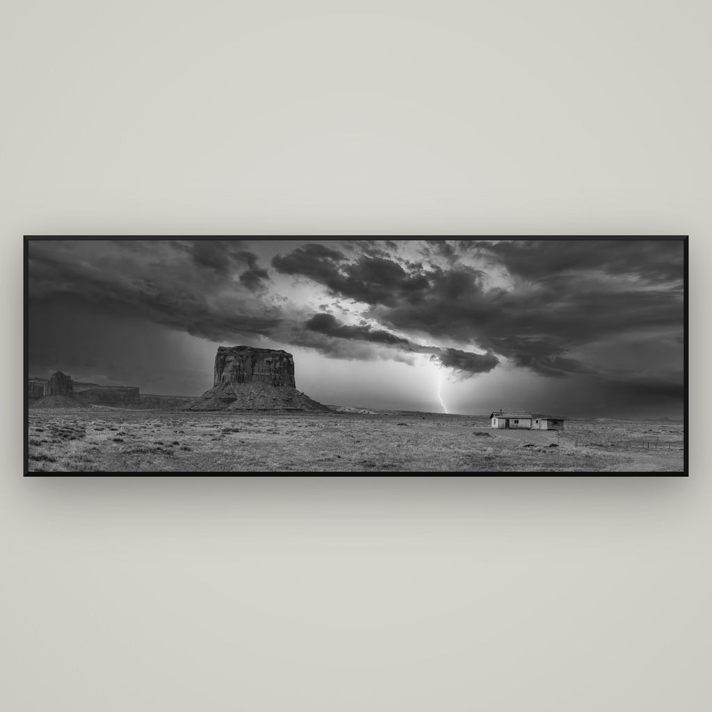Thunderstrike, Navajo's Monument Storm — Basel Black Matte, 198×70 cm. New Zealand fine art wall art by Stephen Milner.