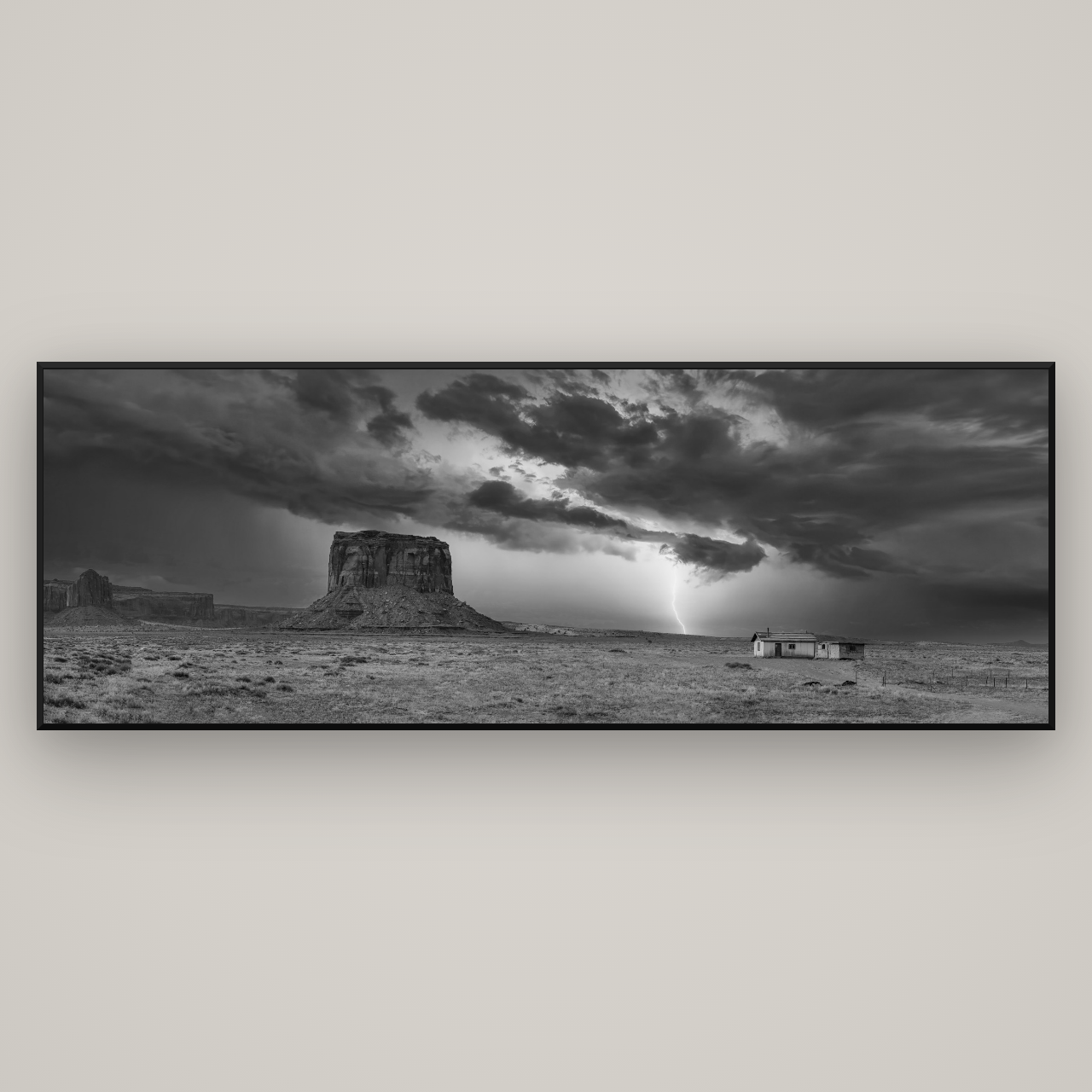 Thunderstrike, Navajo's Monument Storm — Basel Black Matte, 227×80 cm. New Zealand fine art wall art by Stephen Milner.