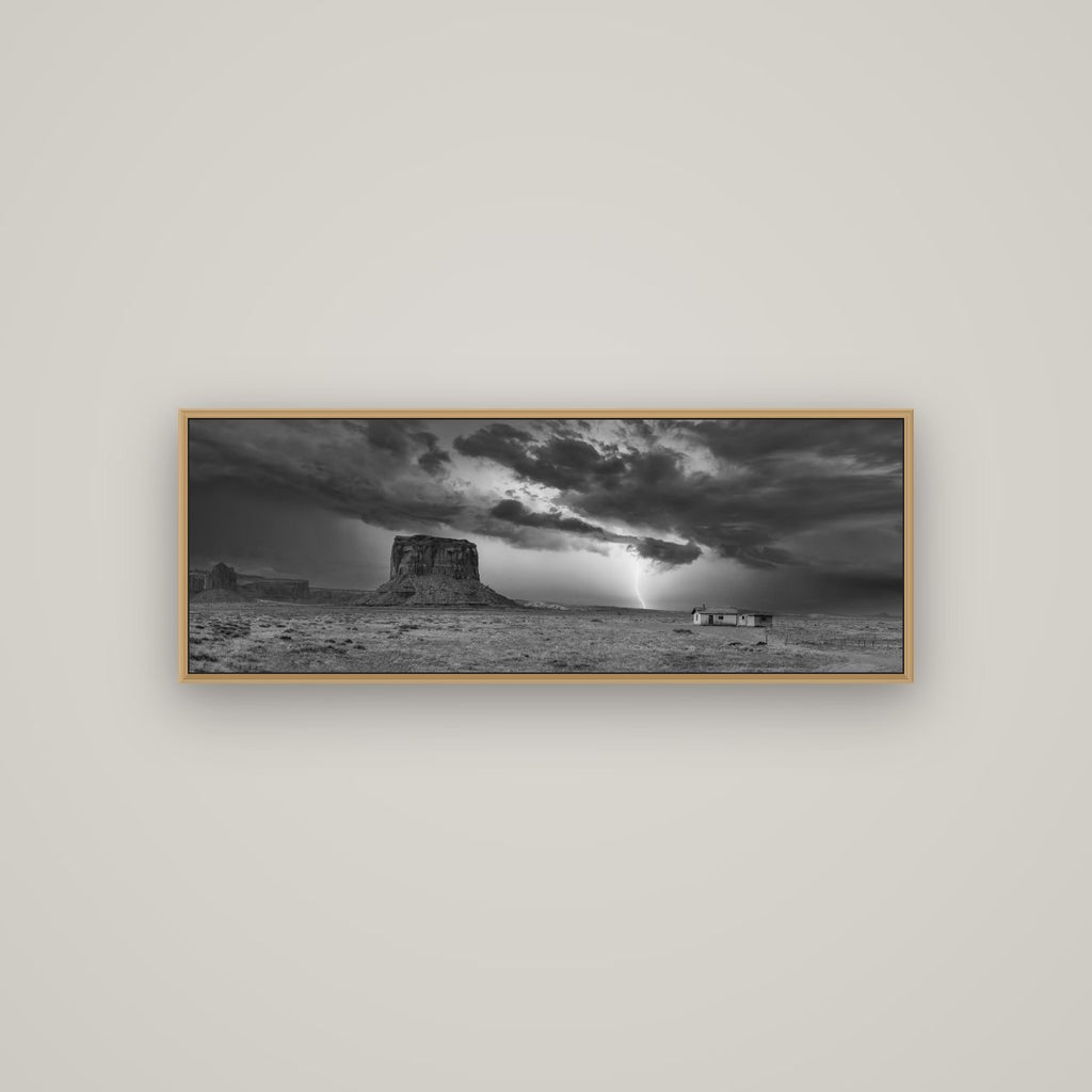 Thunderstrike, Navajo's Monument Storm, Basel Natural Oak, 113×40 cm. New Zealand fine art wall art by Stephen Milner.