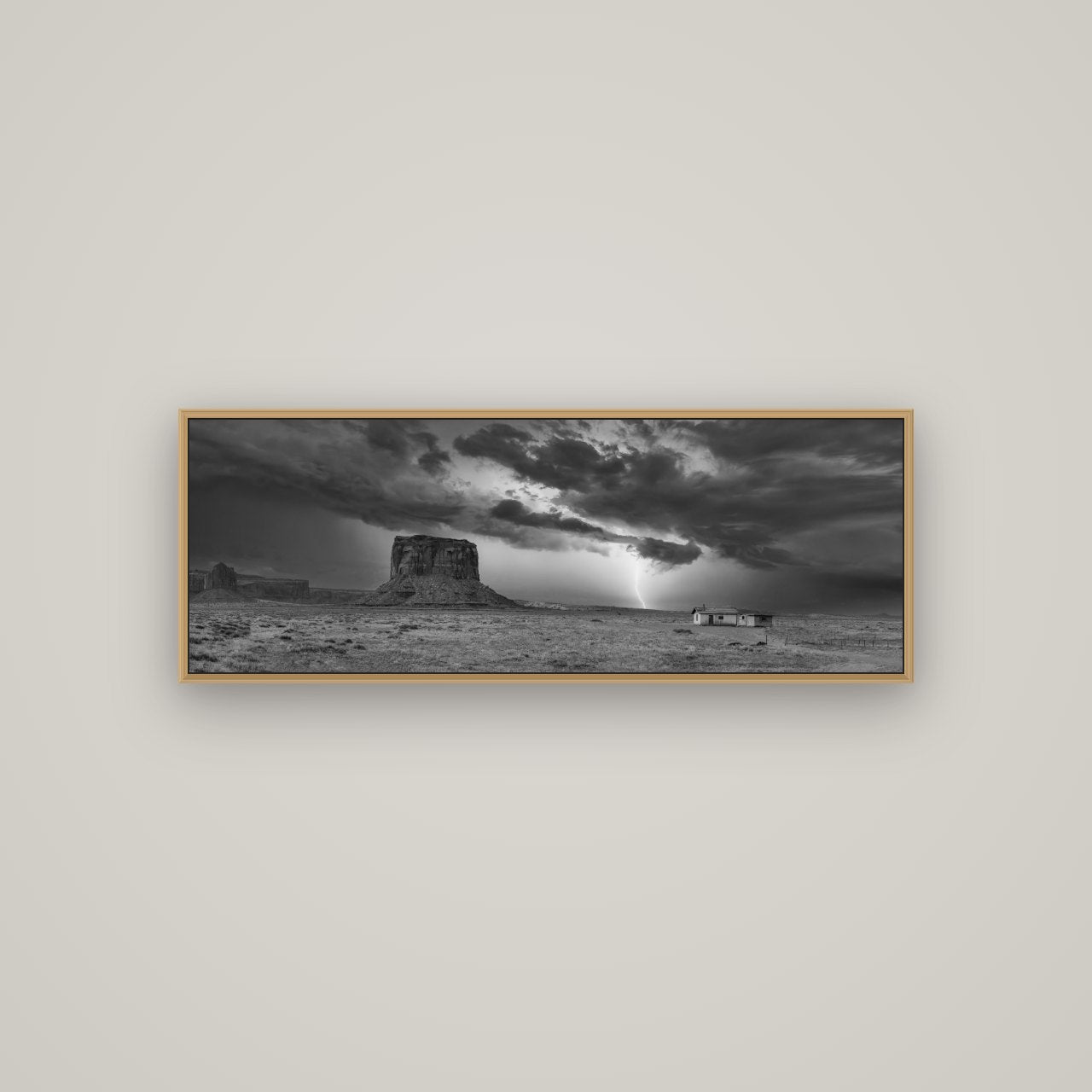 Thunderstrike, Navajo's Monument Storm, Basel Natural Oak, 113×40 cm. New Zealand fine art wall art by Stephen Milner.