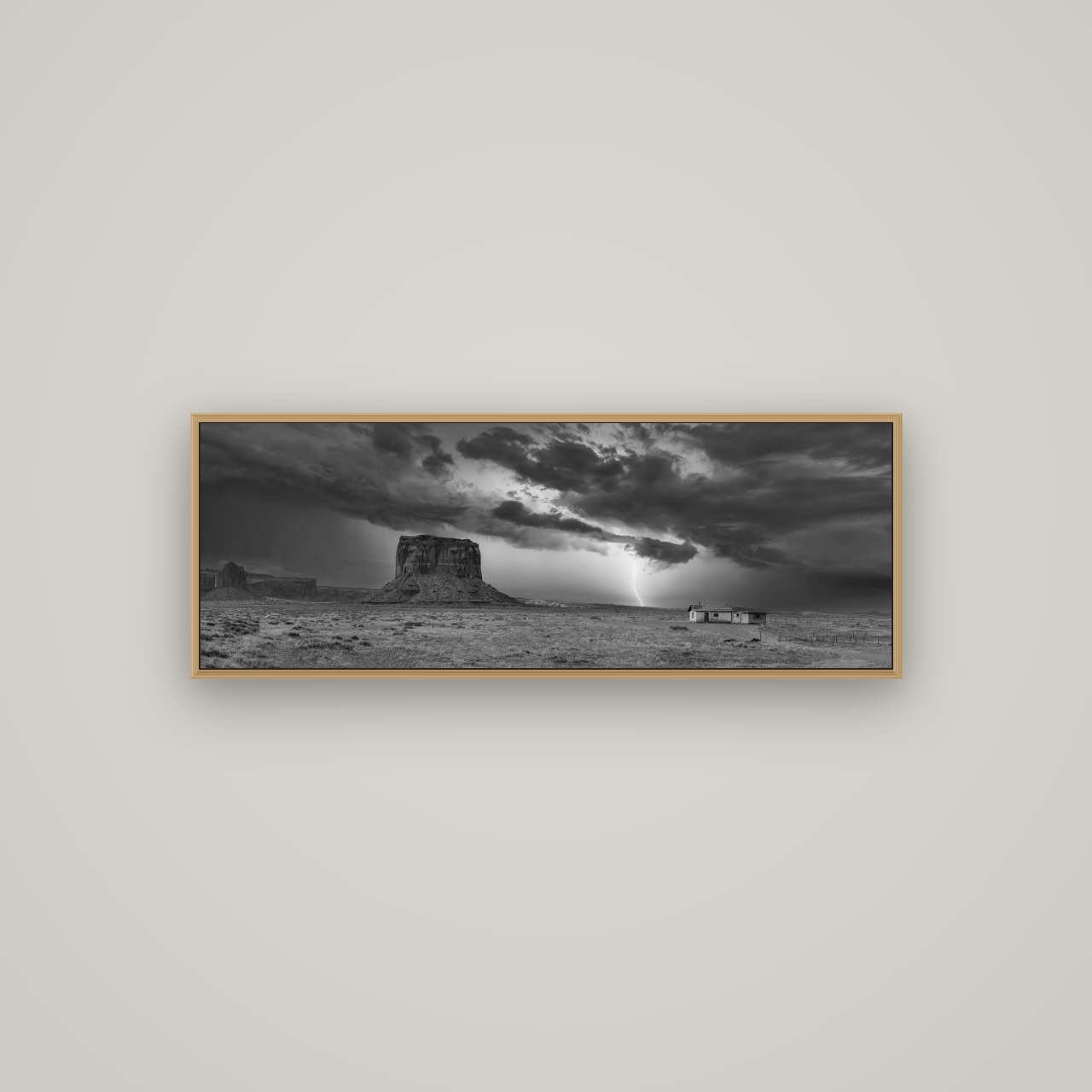 Thunderstrike, Navajo's Monument Storm, Basel Natural Oak, 113×40 cm. New Zealand fine art wall art by Stephen Milner.