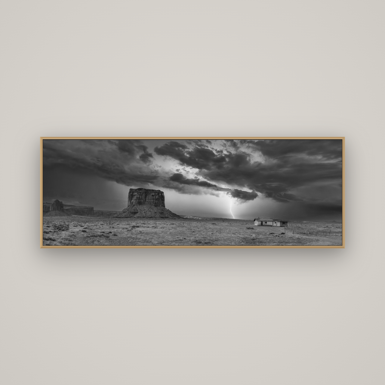 Thunderstrike, Navajo's Monument Storm, Basel Natural Oak, 170×60 cm. New Zealand fine art wall art by Stephen Milner.