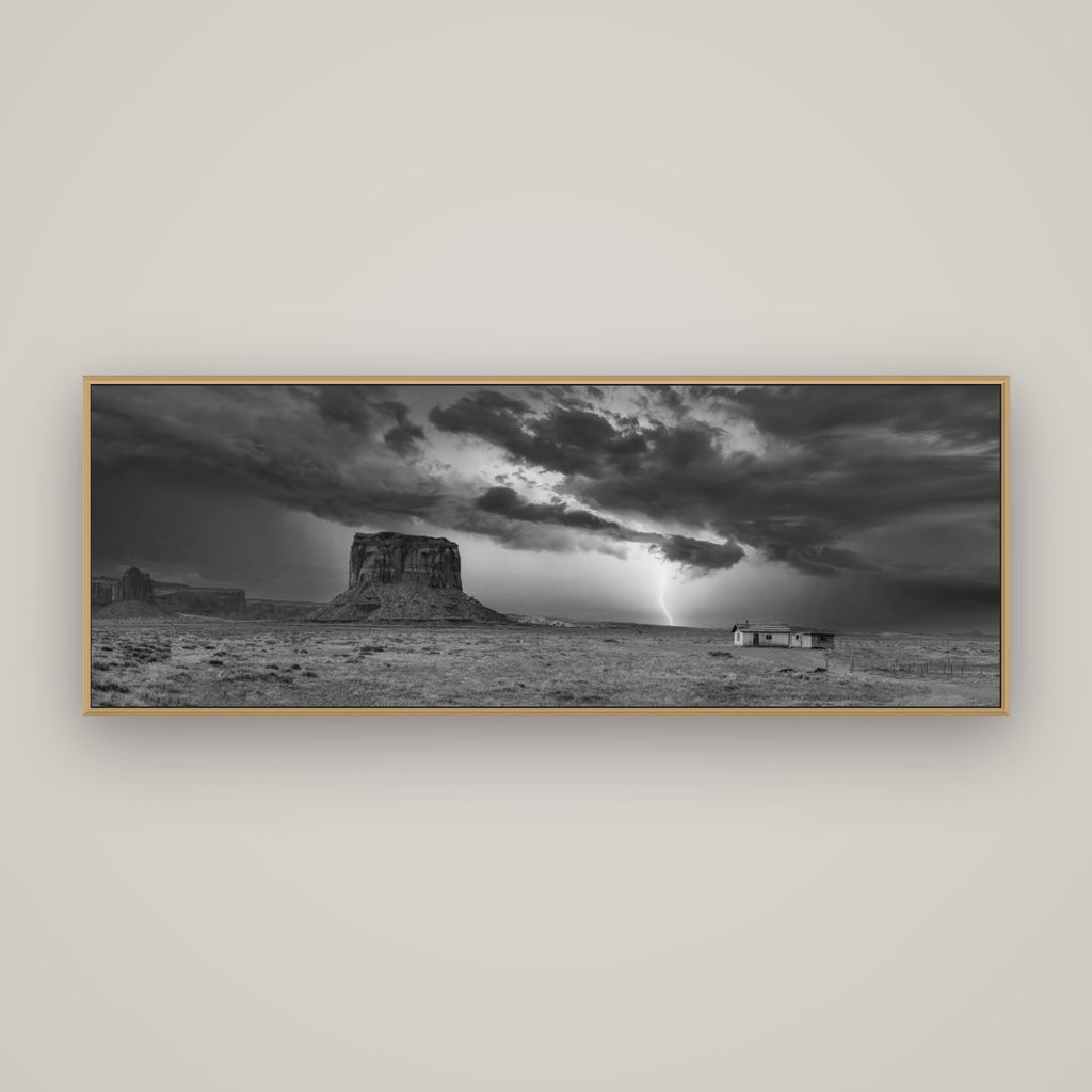 Thunderstrike, Navajo's Monument Storm, Basel Natural Oak, 170×60 cm. New Zealand fine art wall art by Stephen Milner.
