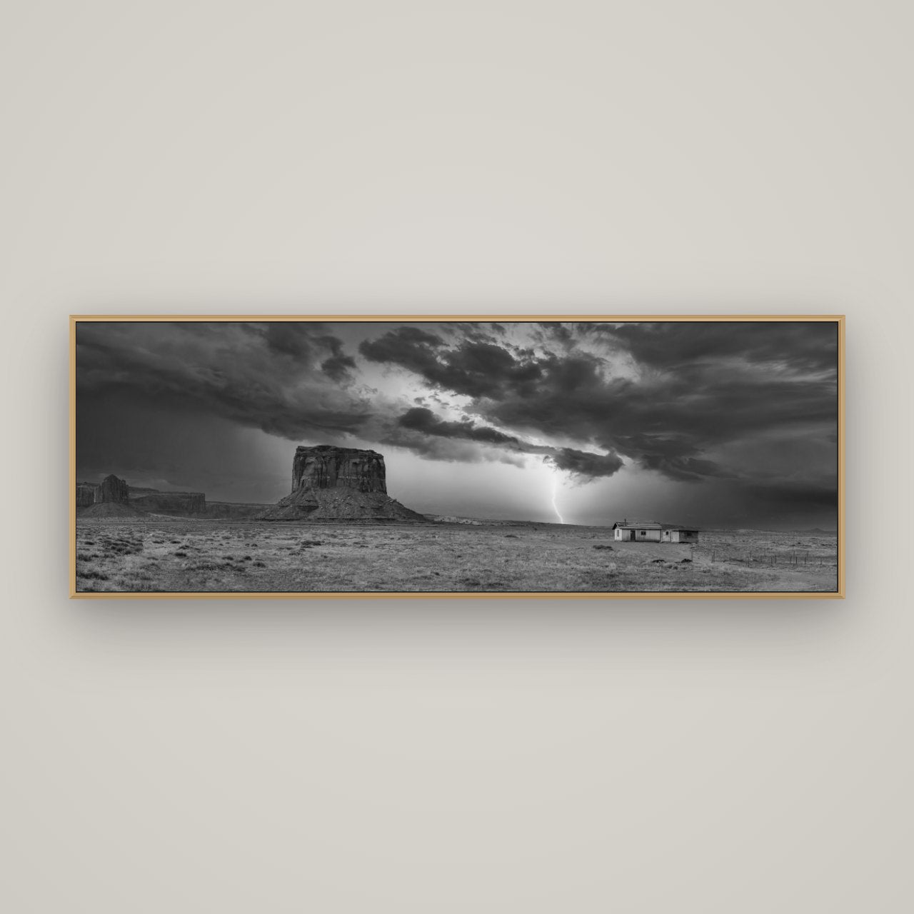 Thunderstrike, Navajo's Monument Storm, Basel Natural Oak, 170×60 cm. New Zealand fine art wall art by Stephen Milner.