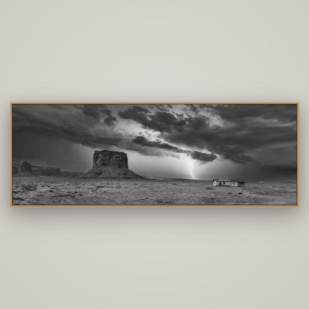 Thunderstrike, Navajo's Monument Storm, Basel Natural Oak, 198×70 cm. New Zealand fine art wall art by Stephen Milner.