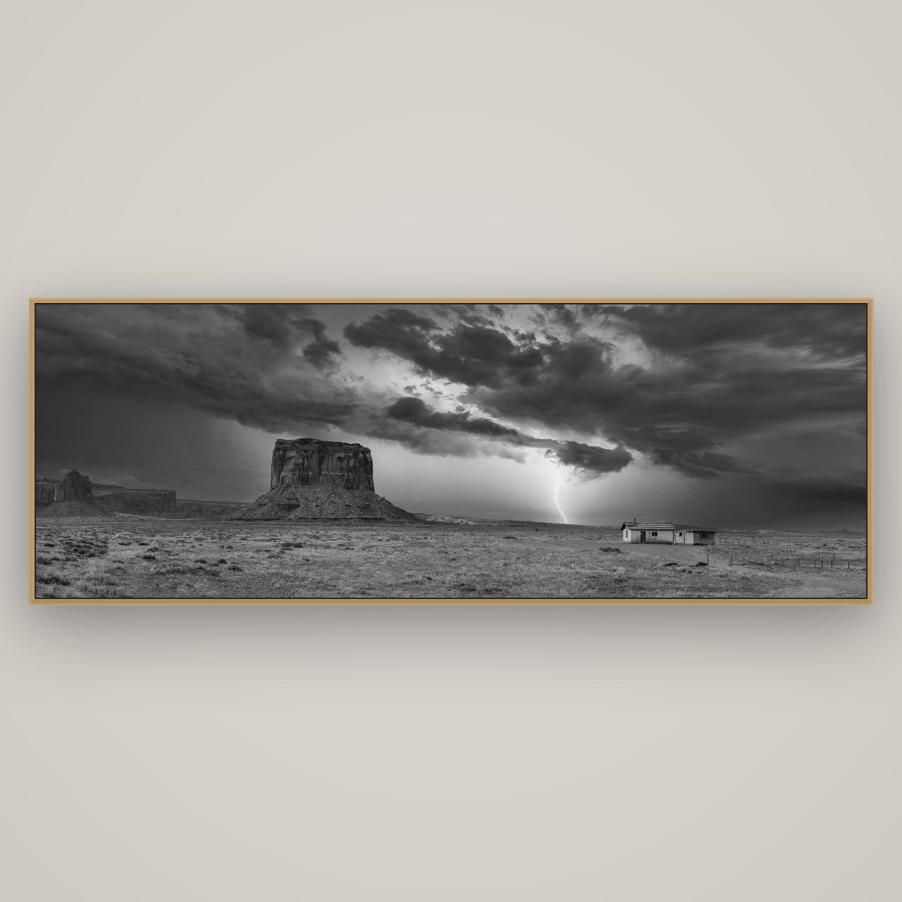 Thunderstrike, Navajo's Monument Storm, Basel Natural Oak, 198×70 cm. New Zealand fine art wall art by Stephen Milner.