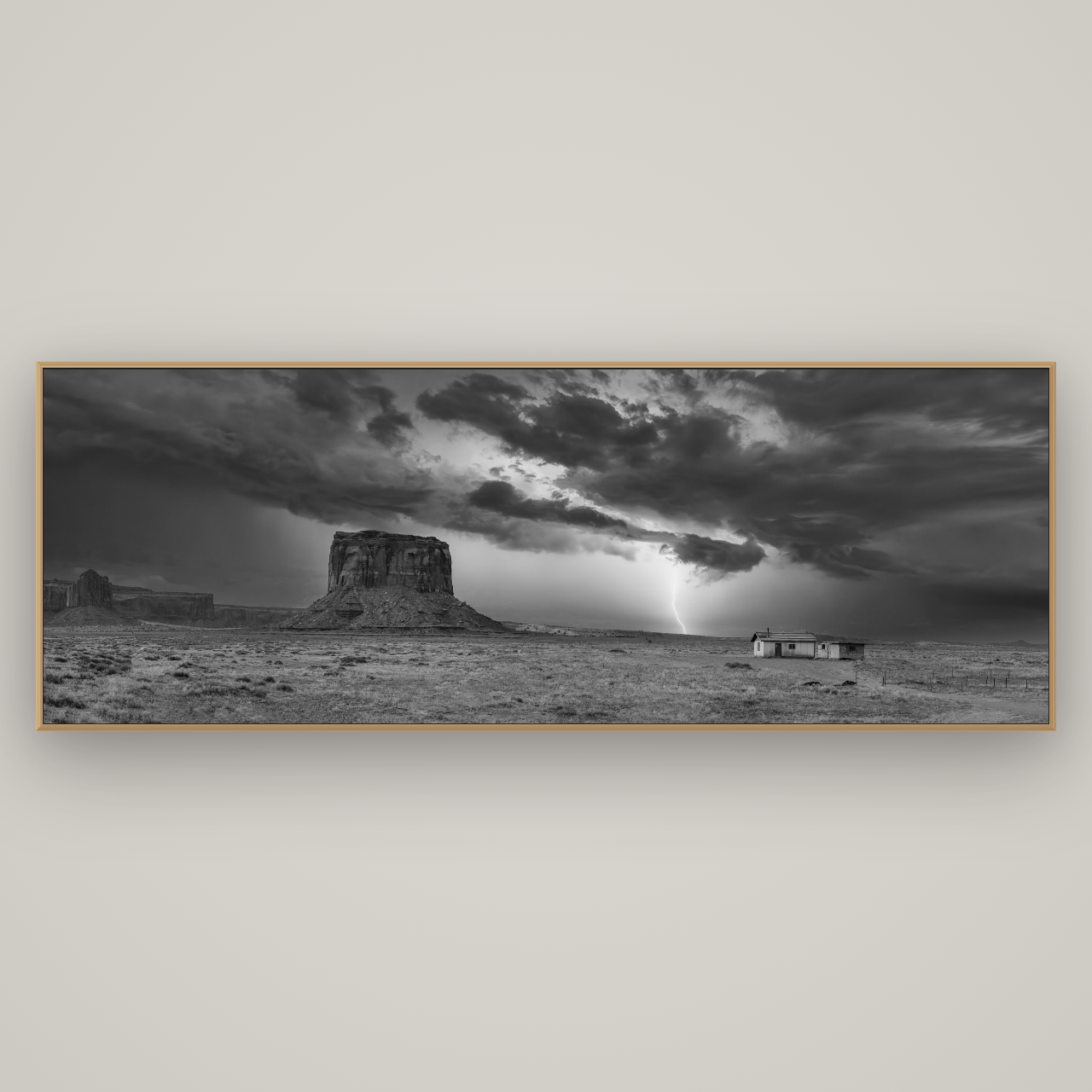 Thunderstrike, Navajo's Monument Storm, Basel Natural Oak, 227×80 cm. New Zealand fine art wall art by Stephen Milner.