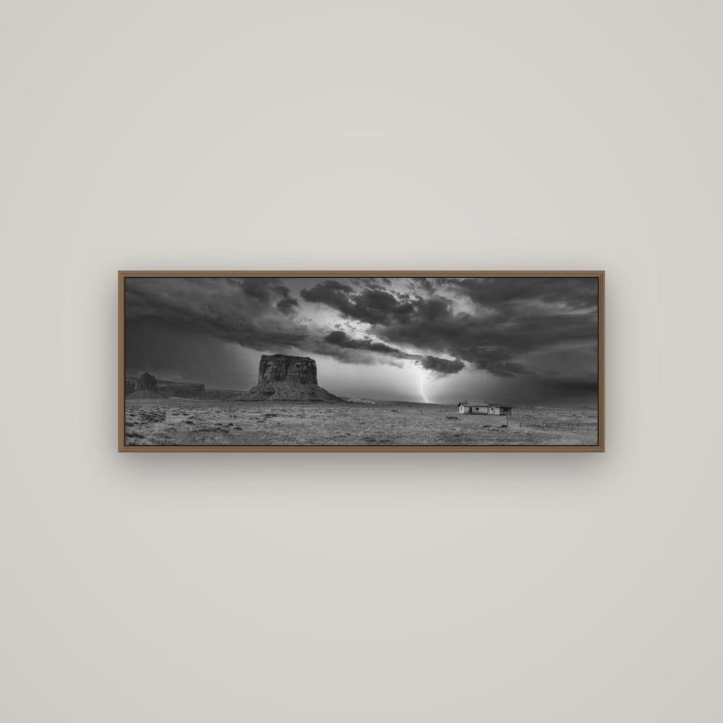 Thunderstrike, Navajo's Monument Storm, Basel Walnut, 113×40 cm. New Zealand fine art wall art by Stephen Milner.