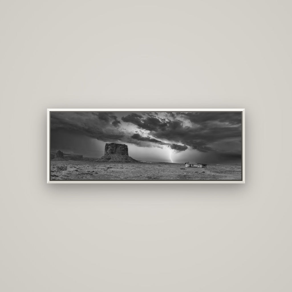 Thunderstrike, Navajo's Monument Storm — Basel White, 113×40 cm. New Zealand fine art wall art by Stephen Milner.