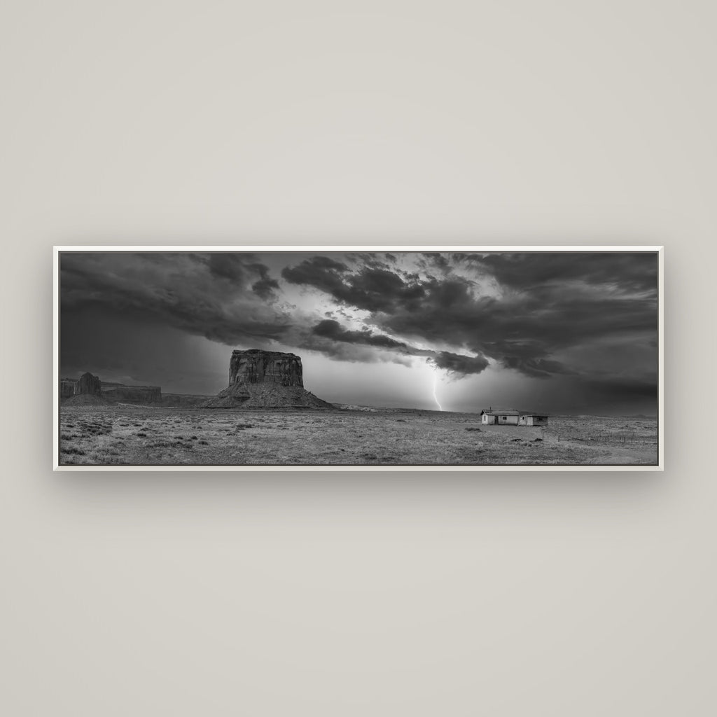 Thunderstrike, Navajo's Monument Storm — Basel White, 170×60 cm. New Zealand fine art wall art by Stephen Milner.