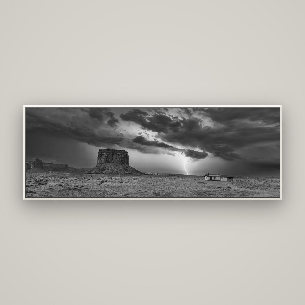 Thunderstrike, Navajo's Monument Storm — Basel White, 170×60 cm. New Zealand fine art wall art by Stephen Milner.