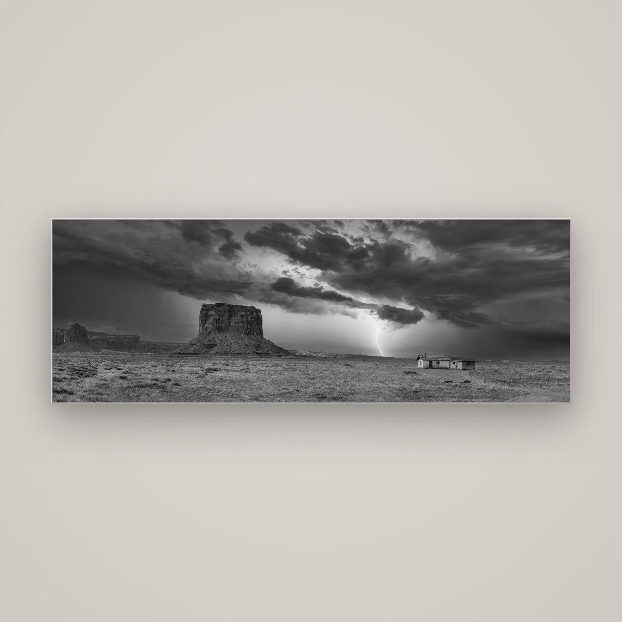 Thunderstrike, Navajo's Monument Storm — Slimline Silver, 170×60 cm. New Zealand fine art wall art by Stephen Milner.