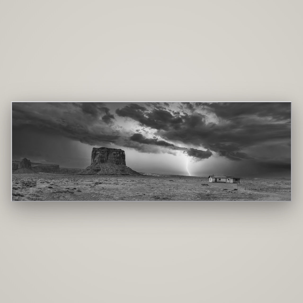 Thunderstrike, Navajo's Monument Storm — Slimline Silver, 198×70 cm. New Zealand fine art wall art by Stephen Milner.