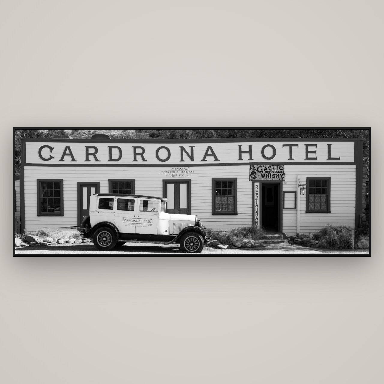 Timeless Echoes, Cardrona's Legacy — ArtBox Black, 198×70 cm. New Zealand fine art wall art by Stephen Milner.