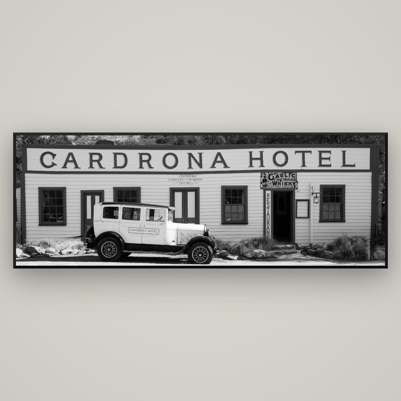 Timeless Echoes, Cardrona's Legacy — Basel Black, 198×70 cm. New Zealand fine art wall art by Stephen Milner.