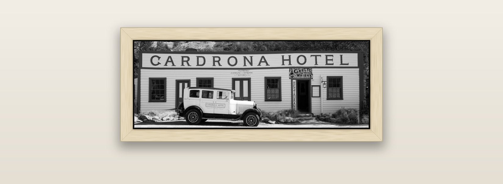 Timeless Echoes, Cardrona's Legacy — natural float frame canvas, 71 × 25 cm. New Zealand fine art landscape wall art by Stephen Milner.