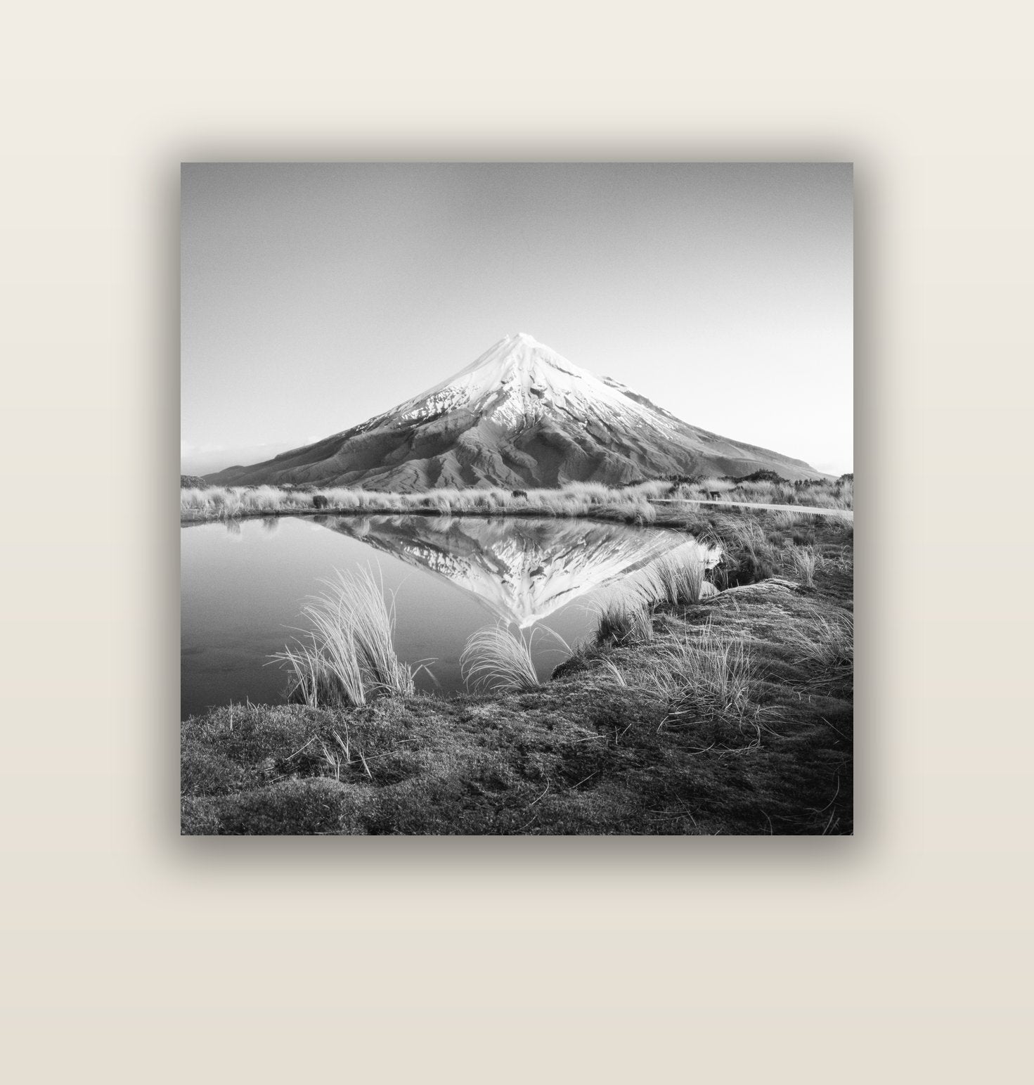 To a Point, Mount Taranaki — acrylic glass print, 112 × 112 cm. New Zealand fine art landscape wall art by Stephen Milner.