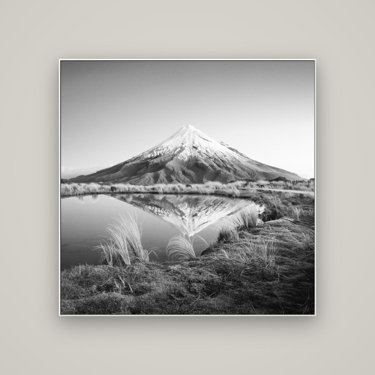 To a Point, Mount Taranaki — ArtBox White, 120×120 cm. New Zealand fine art wall art by Stephen Milner.