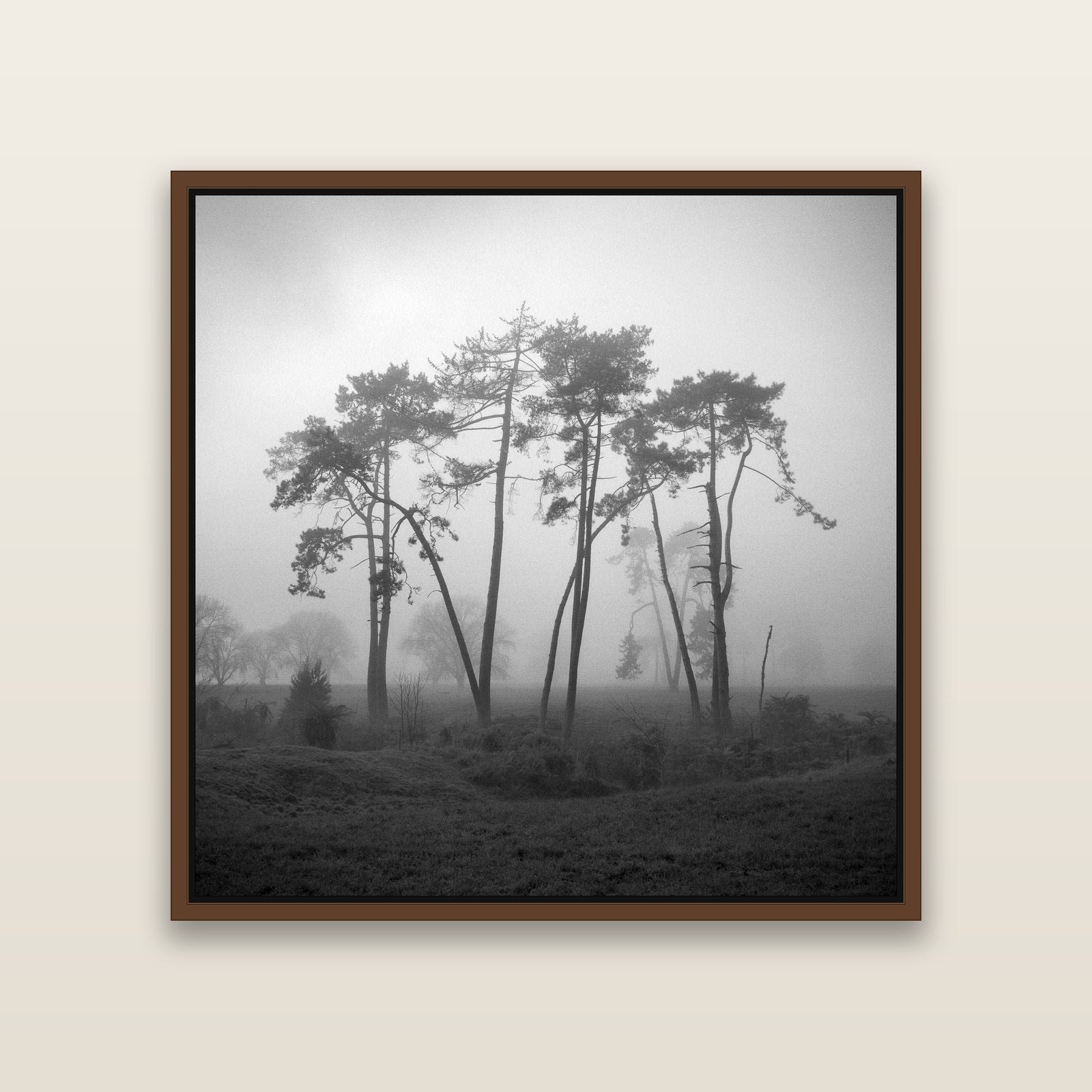 Together, Waikato — Brown framed metallic canvas print, small 41 × 41 cm. New Zealand fine art landscape wall art by Stephen Milner.
