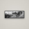 Transitions, Rotorua Redwoods — Basel Black, 113×40 cm. New Zealand fine art wall art by Stephen Milner.