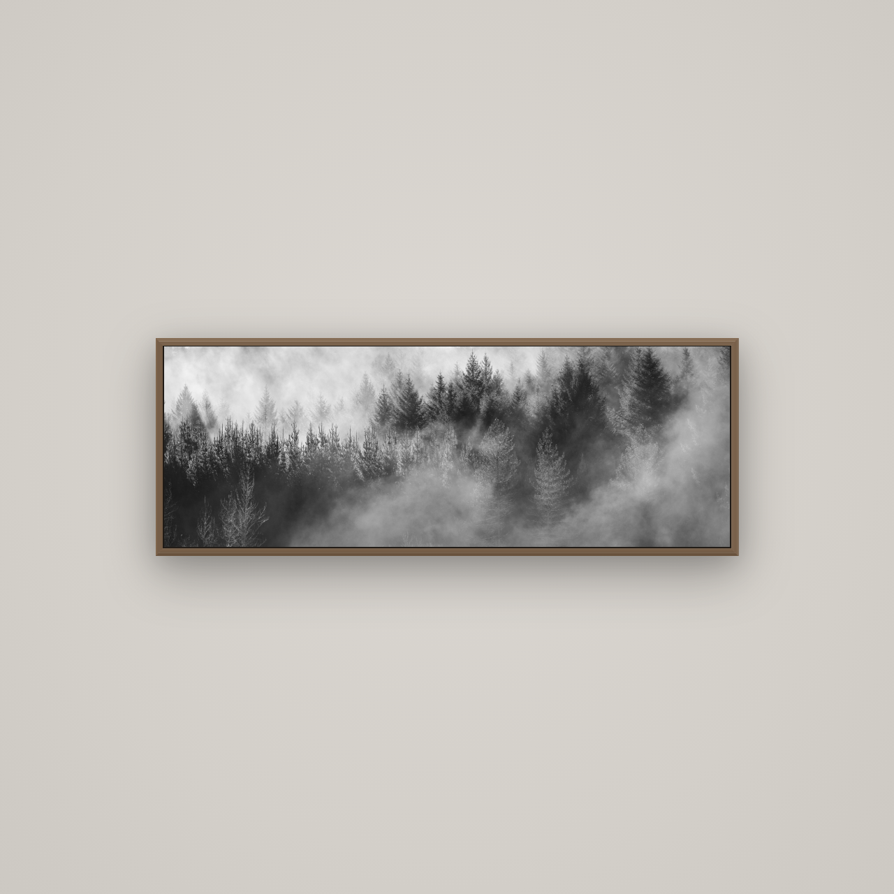 Transitions, The Redwoods, Basel Walnut, 113×40 cm. New Zealand fine art wall art by Stephen Milner.