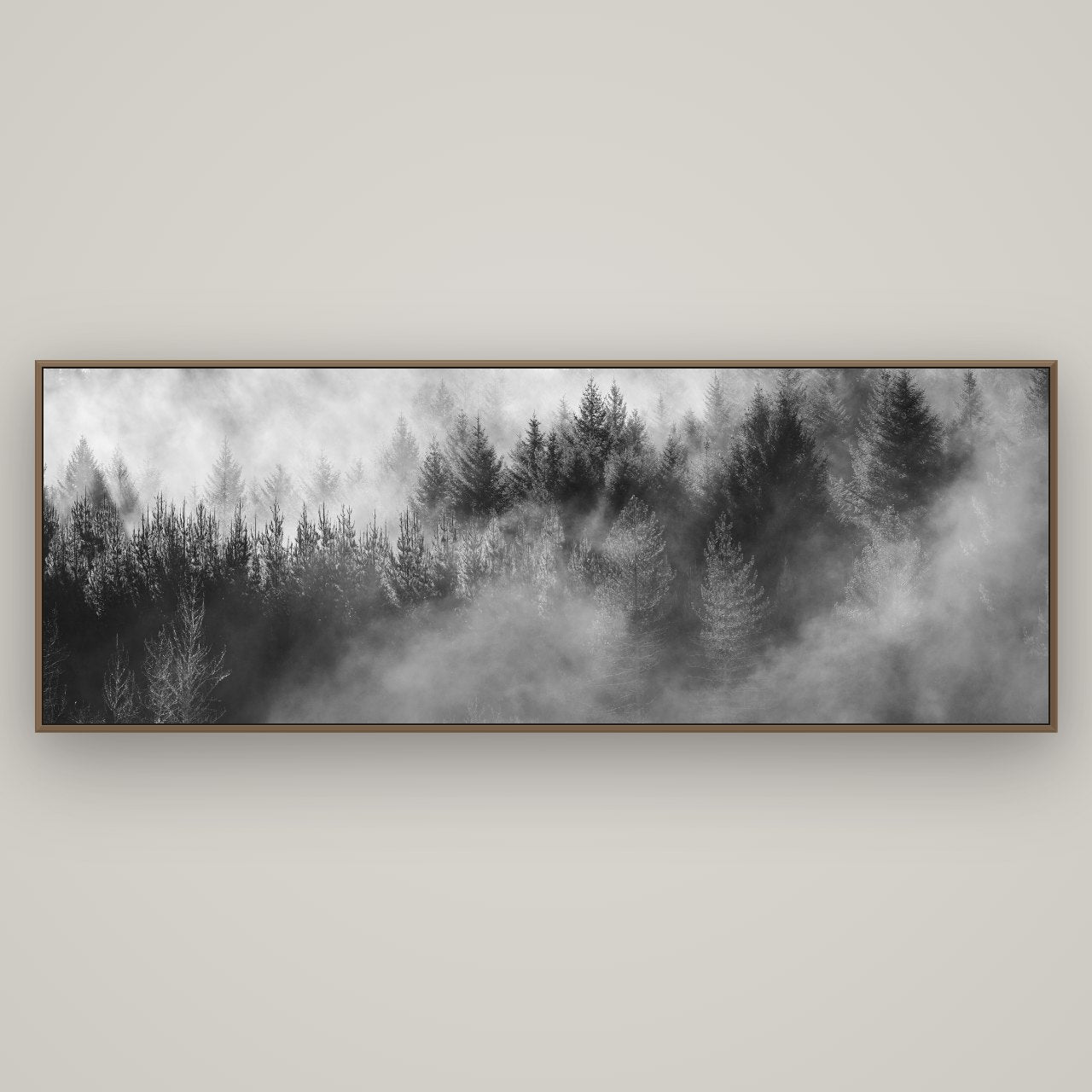 Transitions, The Redwoods, Basel Walnut, 198×70 cm. New Zealand fine art wall art by Stephen Milner.