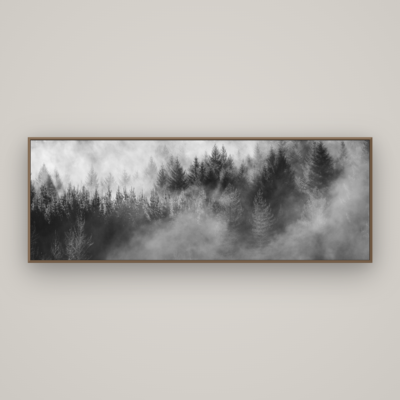 Transitions, The Redwoods, Basel Walnut, 198×70 cm. New Zealand fine art wall art by Stephen Milner.