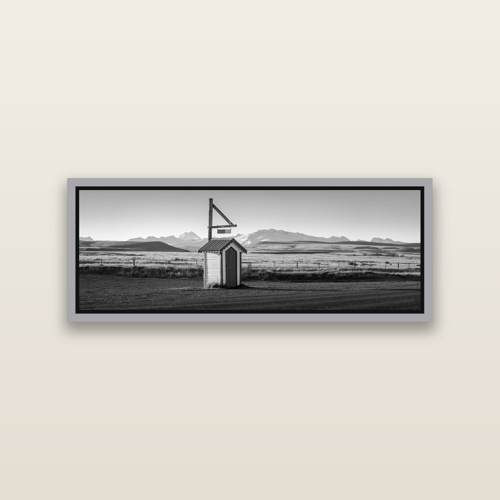 Twilight Reverie, Irishman Creek's Silent Witness — Antique Silver framed metallic canvas print, small 86 × 30 cm. New Zealand fine art landscape wall art by Stephen Milner.