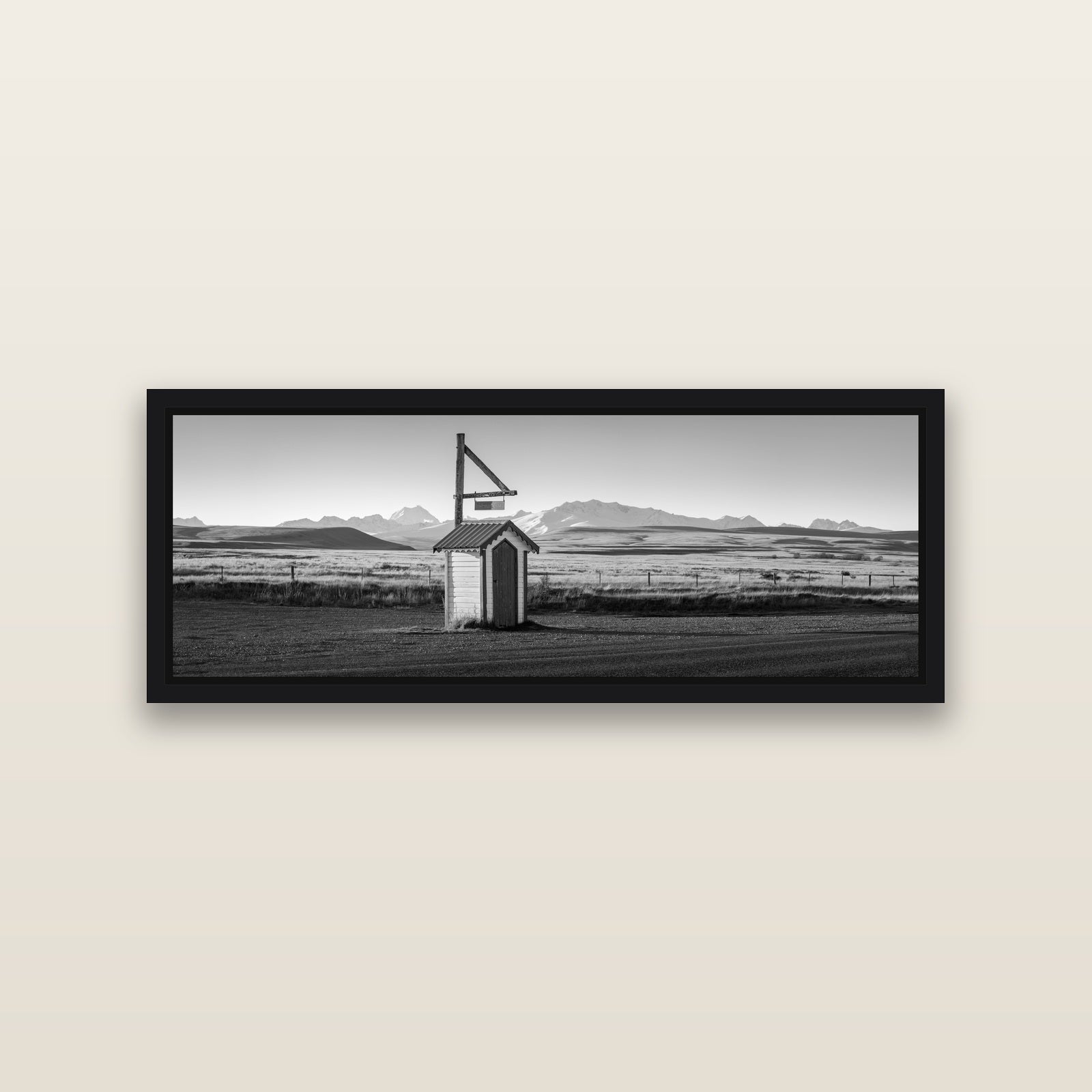 Twilight Reverie, Irishman Creek's Silent Witness — Black framed metallic canvas print, small 86 × 30 cm. New Zealand fine art landscape wall art by Stephen Milner.