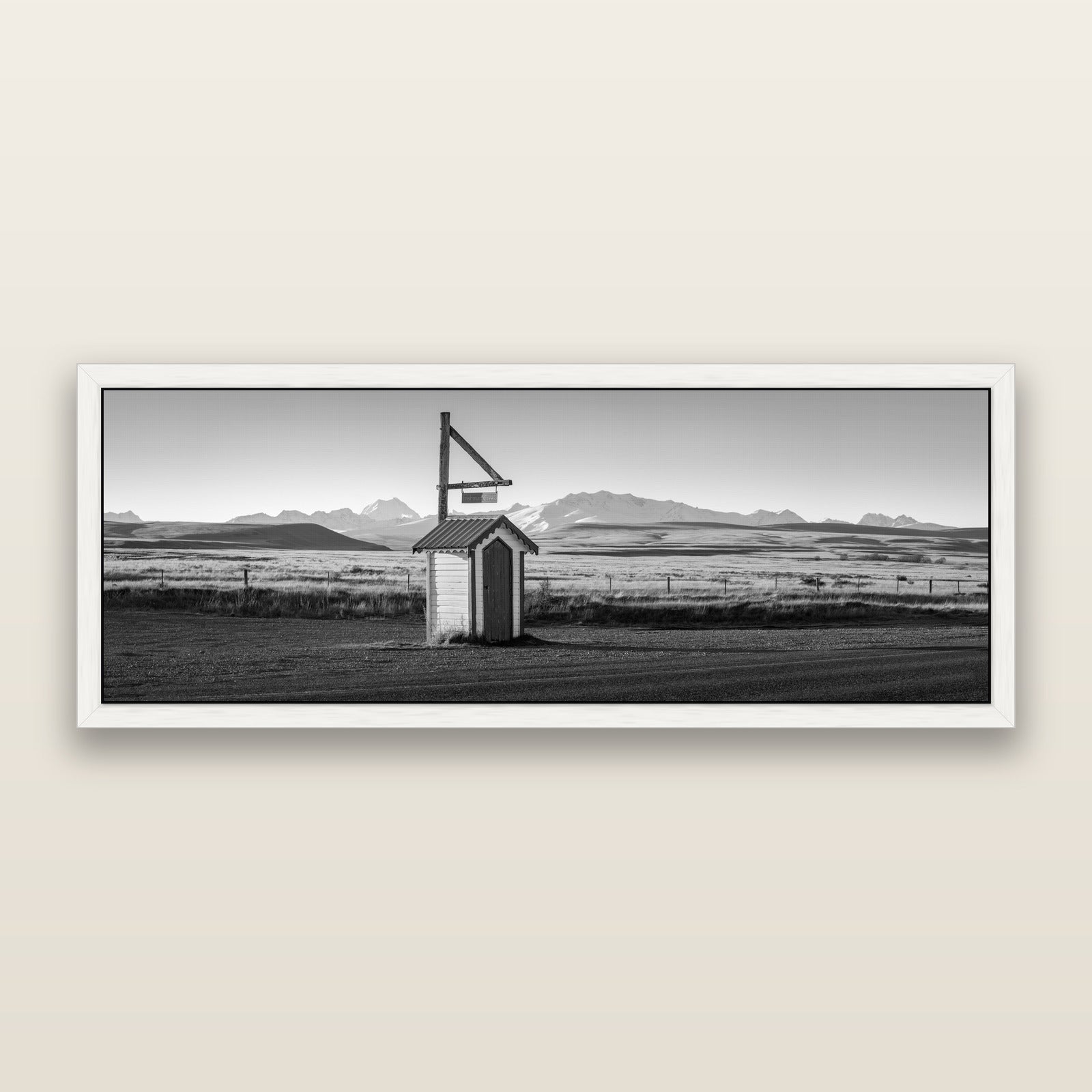 Twilight Reverie, Irishman Creek's Silent Witness, black and white framed metallic canvas print, White frame. New Zealand fine art wall art by Stephen Milner.