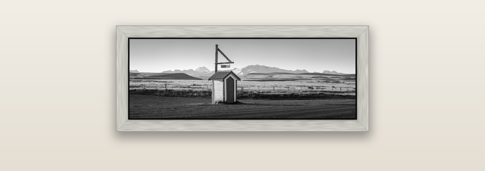 Twilight Reverie, Irishman Creek's Silent Witness — silver float frame canvas, 71 × 25 cm. New Zealand fine art landscape wall art by Stephen Milner.