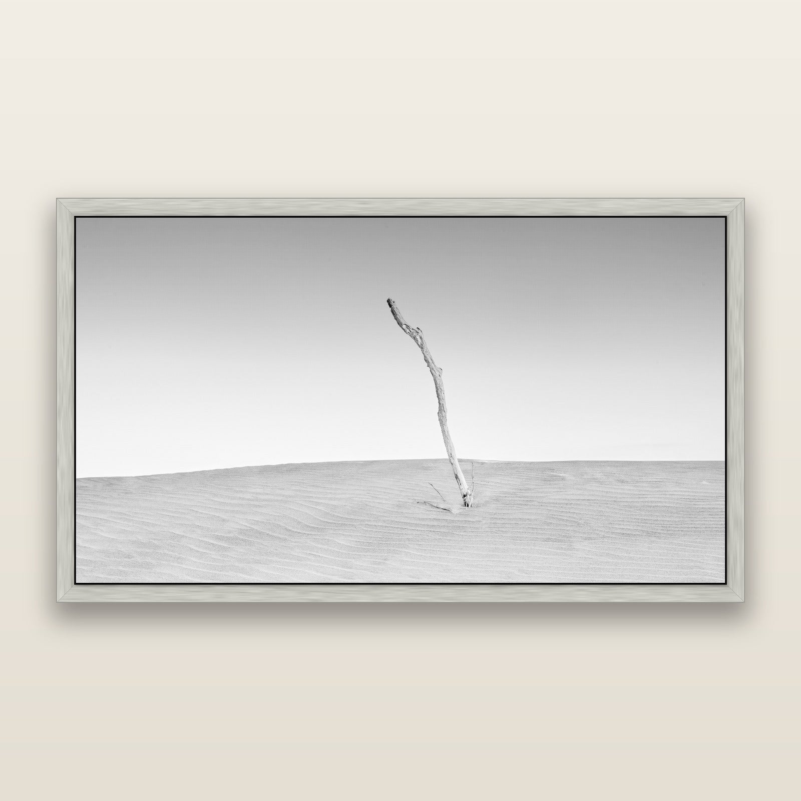 Twilight Reverie, Pouto Peninsula, black and white framed metallic canvas print, Antique Silver frame. New Zealand fine art wall art by Stephen Milner.